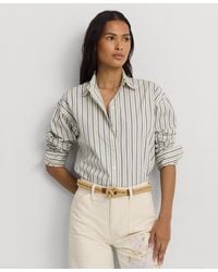 Lauren by Ralph Lauren - Cotton Striped Shirt - Lyst