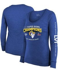 Majestic - Threads Heather Royal Los Angeles Rams 2-time Super Bowl Champions Sky High Tri-blend Long Sleeve Scoop Neck T-shirt - Lyst