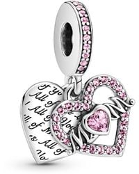 PANDORA - Mixed Stone Heart Mom Dangle Charm - Lyst