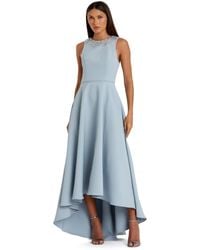 Mac Duggal - Crepe Embellished Neck Sleeveless High Low Gown - Lyst