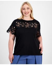 Anne Klein - Plus Size Harmony Lace-trim Knit Top - Lyst