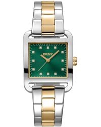 DKNY - City Midi Dark Green Dial Gold-two-tone Stainless Steel Bracelet Watch 27x34.5mm - Lyst
