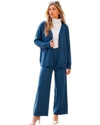 CUPSHE - V-neck Knit Cardigan And Wide Leg Pants Two-piece Matching Set - Lyst