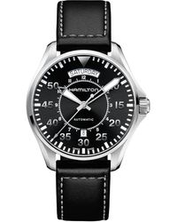 Hamilton - Swiss Automatic Khaki Pilot Black Leather Strap Watch 42mm - Lyst