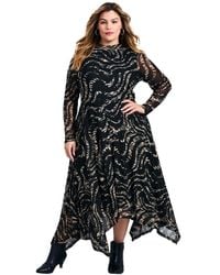 Avenue - Plus Size Mere Mesh Printed High Neck Dress - Lyst