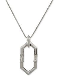 Karl Lagerfeld - Pave Geometric Link 36" Adjustable Pendant Necklace - Lyst