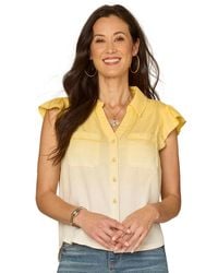 Democracy - Petite Flutter-sleeve Button Down Lyocell Shirt - Lyst