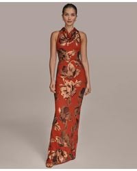 Donna Karan - Floral Sequined Sleeveless Cowlneck Gown - Lyst