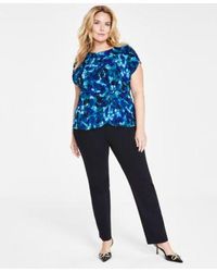 INC International Concepts - Plus Size Printed Twist Front Top Tummy Control Skinny Pants Created For Macys - Lyst