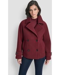 DKNY - Short Double Breasted Collared Coat - Lyst