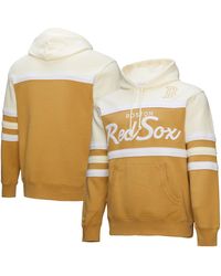 Mitchell & Ness - Tan/cream Boston Red Sox Head Coach Pullover Hoodie - Lyst