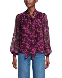 Lands' End - Chiffon Removable Tie Neck Blouse - Lyst