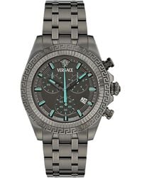 Versace - Swiss Chronograph Fornax Gunmetal Ion Plated Bracelet Watch 43mm - Lyst