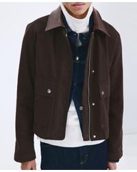 Mango - Contrasting Collar Denim Barn Jacket - Lyst