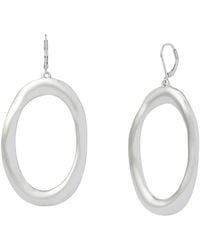 Robert Lee Morris - Rhodium Sculpted Oval Drop Earrings - Lyst