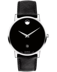 Movado - Swiss Automatic Museum Black Calfskin Leather Strap Watch 40mm - Lyst