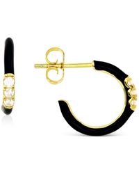 Macy's - Cubic Zirconia & Enamel Small C-hoop Earrings - Lyst