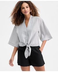 INC International Concepts - Printed Tie-hem Top - Lyst