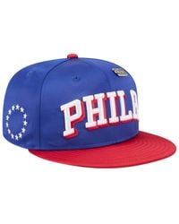KTZ - Royal/red Philadelphia 76ers Throwback Satin Vintage Pin Two-tone 59fifty Fitted Hat - Lyst