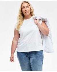INC International Concepts - Plus Size Rhinestone Rolled-sleeve Top - Lyst
