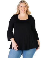24seven Comfort Apparel - Plus Size Long Bell Sleeve Flared Tunic Top - Lyst
