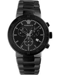 Versace - Swiss Chronograph Urban Mystique Black-tone Stainless Steel Bracelet Watch 43mm - Lyst
