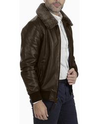 Frye - Removable-collar Leather Bomber Jacket - Lyst