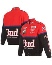 JH Design - Black/red Ken Schrader Bud King Of Beers Twill Driver Uniform Full-snap Jacket - Lyst