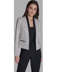BCBGMAXAZRIA - Stand-up Collar Open-front Textured Jacket - Lyst