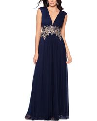 Betsy & Adam - Petite Embroidered Grecian Pleated Gown - Lyst