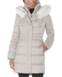 t tahari jacqueline faux fur trim maxi puffer coat