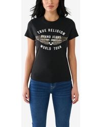 True Religion - Short Sleeve Retro Crystal Slim Crew T-shirt - Lyst