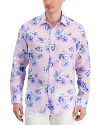 Club Room - Noche Floral-print Long-sleeve Linen Shirt - Lyst