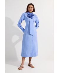 Karen Millen - Rosette Woven Shirt Maxi Dress - Lyst