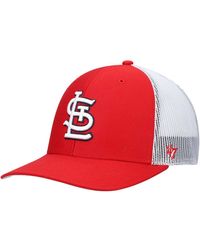 47 Brand Red, White St. Louis Cardinals Primary Logo Trucker Snapback Hat