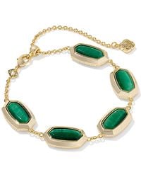 Kendra Scott - Imitation Pearl 14k Gold Plated Over Brass Elaina Bezel Chain Bracelet - Lyst