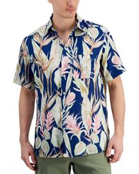 Club Room - Hero Short Sleeve Button Front Palm Print Linen Shirt - Lyst