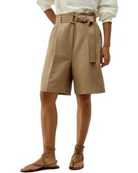 LILYSILK - Chic Silk-linen Blend Bermuda Shorts - Lyst