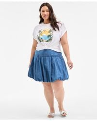 On 34th - Trendy Plus Size Denim Bubble-hem Mini Skirt - Lyst