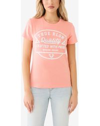True Religion - Shorts Sleeve Crystal Logo Crew T-shirt - Lyst