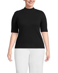 Lands' End - Plus Size Elbow Sleeve Pointelle Rib Mock Neck - Lyst