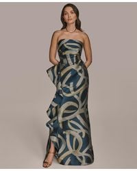 Donna Karan - Metallic Print Strapless Gown - Lyst
