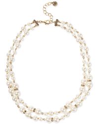 Charter Club - Gold-tone Pave Rondelle Bead & Imitation Pearl Layered Strand Necklace - Lyst