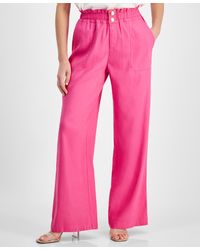 INC International Concepts - Petite Linen-blend Paperbag-waist Pants - Lyst
