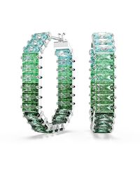 Swarovski - Matrix Rhodium Plated Baguette Cut Hoop Earrings - Lyst