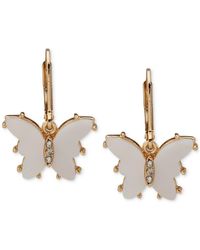 Lonna & Lilly - Gold-tone Pave & Stone Butterfly Drop Earrings - Lyst