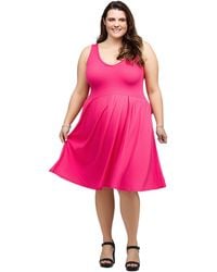 24seven Comfort Apparel - Plus Size Sleeveless Midi Fit And Flare Pocket Dress - Lyst