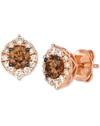Le Vian - Chocolate Diamond & Nude Diamond Halo Stud Earrings (3/4 Ct. T.w. - Lyst