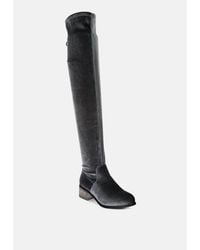 LONDON RAG - Rumple Velvet Over The Knee Clear Heel Boots - Lyst