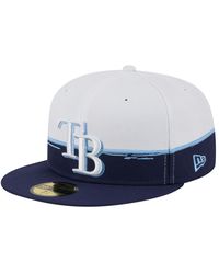 KTZ - Navy/white Tampa Bay Rays Paint Stroke 59fiftyâ Fitted Hat - Lyst